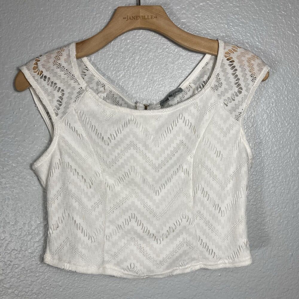 Vtg Y2K Lace Crop Top Sz M Charlotte Russe Halter White Coquette Romantic Fairy